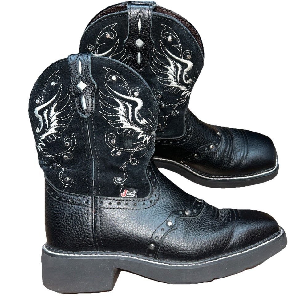 Justin Women's Gypsy Mandra‎ Wide Square Toe Boots, 8" Women's Size 6.5, Jeweled